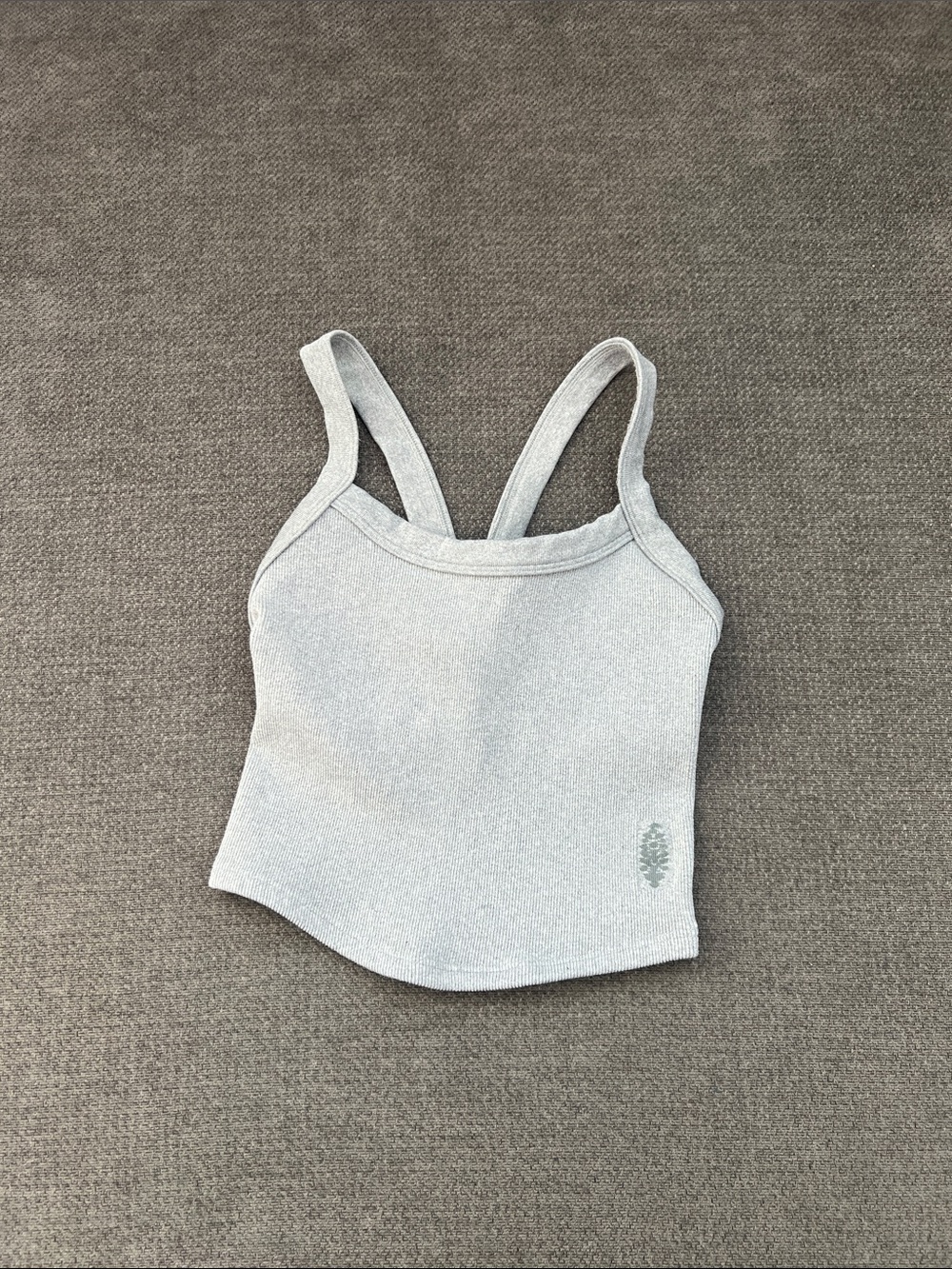 FP Movement by Free People Light Gray Ribbed Double-Strap Tank